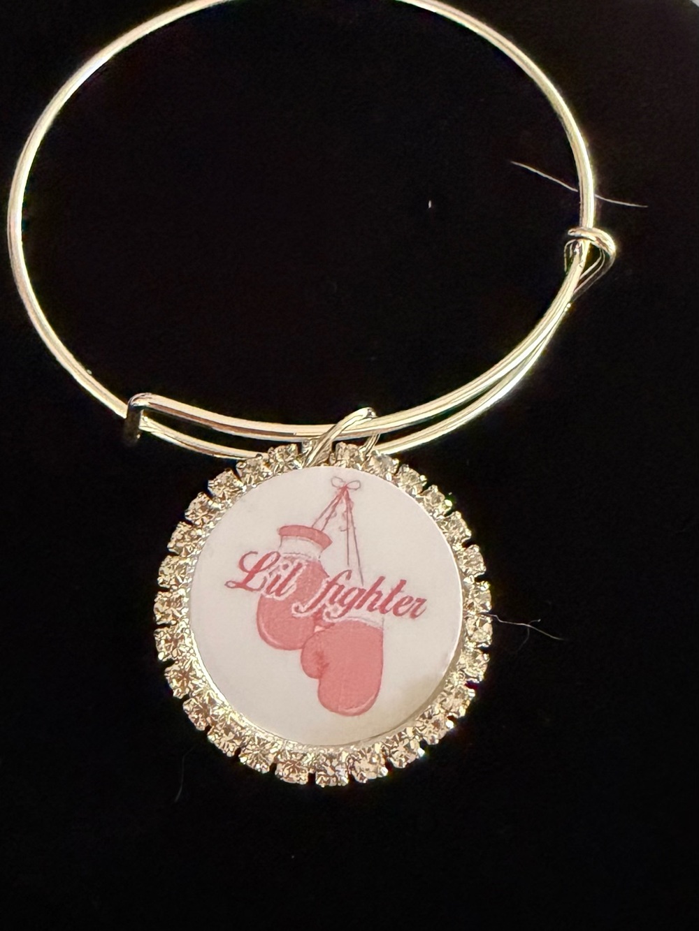 Lil Fighter Pink Boxing Gloves Charm Bangle Bracelet